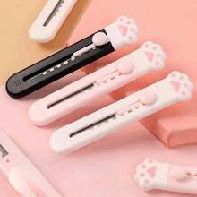 3pcs Mixed Creative Girly Pink Cat Paw Alloy Mini Portalble Utility Knife Cutter Letter Envelope Opener Mail Knife School Office Supplies - Black+Pink+White - View 10