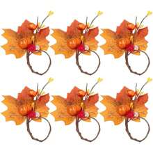 Pumkins Napkin Rings Set Of 6 Thanksgiving Napkin Ring Holder Berry Napkin Ring Harvest Maple Fruit Pumpkin Napkin Ring For Fall Gathering Thanksgiving Dinner Table Dration (Pumkin-6pc),27871374 - 白色 - 查看 1
