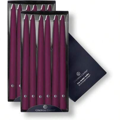 Unscented Taper Candle Handipt Collection Mulberry 12 In Pack Of 12 Up To 10 Hours Burn