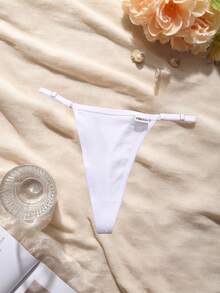 Set da 5 pezzi di mutandine da donna a vita bassa, in cotone tinta unita e a righe, sottili, con etichetta a logo, sexy e confortevoli