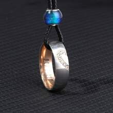 2PCS Stainless Steel Necklace Two Pieces Couple Ring Heart Pendant Necklace Promise Necklace