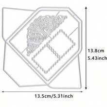 1 Khuôn cắt kim loại thiết kế phong bì ren, thích hợp cho việc tự làm sổ lưu niệm, thiệp giấy, thiệp chúc mừng, album và đồ trang trí nhà cửa - Bạc - Xem 8