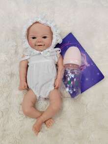 Smiling Pose 13 Inch Vivienne Lovely Newborn Baby Girl Can Open Mouth Bathable Full Body Silicone Lifelike Reborn Doll For Children Christmas/Birthday Gift - Búp bê silicon - Xem 6