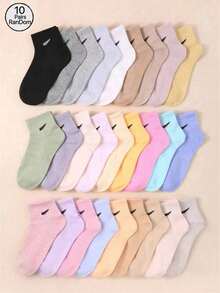 1/10 pares de calcetines deportivos de tobillo de mujer de colores aleatorios - Multicolor - Ver 7