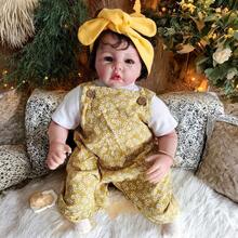 Muñeca Reborn Luca de 20 pulgadas, hecha a mano con vinilo realista, ojos abiertos, Body de tela, cabello implantado, juguete de colección y compañía, regalo de cumpleaños o Navidad (incluye chupete, biberón y pañal de estilo/color aleatorio) - Amarillo - Ver 9