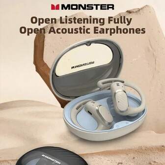 Monster AURA FIT X03 Öppna Öron Hängande Öron Bluetooth Hörlurar 360° Panoramiskt Ljud BT5.4 Trådlösa Bluetooth Hörlurar Ergonomisk Design Lämplig För Sport, Studier Och Kontorsarbete