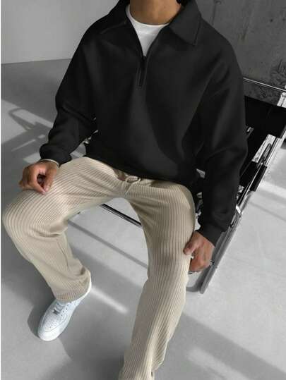 Áo sweatshirt nam cổ đứng dáng thường ngày, thời trang, thể hiện phong cách của bạn, thích hợp cho mùa Thu/Đông.