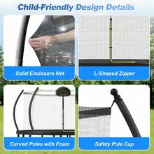 14FT Trampoline With Basketball Hoop For Kids And Adults, Round Outdoor Trampoline With Enclosure Net & Curved Poles & Ladder - Black + 14FT - View 5