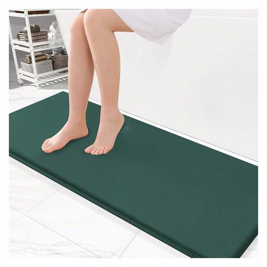 Memory Foam Bath Mat 47x17, Extra Soft And Absorbent Bathroom Mats, Non Slip Washable Carpet For Floor, Shower And Tub, Green - 多色61 - 查看 1
