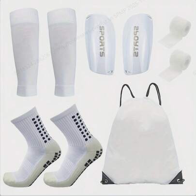 5pcs/Set Football Gear Set (Football Socks/Shin Guards/Shin Pads/Storage Bag/Accessories), Complete Equipment To Showcase Your Unique Strength On The Field