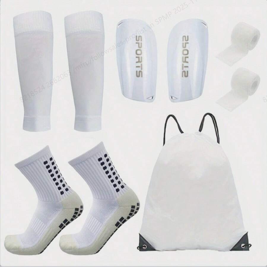 5pcs/Set Football Gear Set (Football Socks/Shin Guards/Shin Pads/Storage Bag/Accessories), Complete Equipment To Showcase Your Unique Strength On The Field