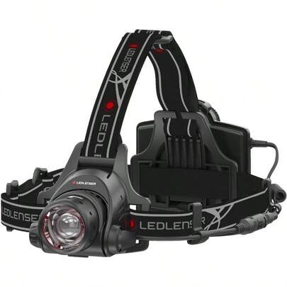 Ledlenser H14R.2 LED Headlamp, Rechargeable Lithium Battery, 1000 Lumens, Can Also Be Used With 4xAA Batteries, Focusable, Infinitely Dimmable, Lighting Range 300m, Red Rear Light, USB Charging Cable