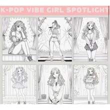 Livre de coloriage Anime K-Pop, papier épais anti-bavure, illustrations de personnages vibrantes, expérience de coloriage relaxante pour adultes, excellent cadeau pour la Saint-Valentin, Noël, fans de K-Pop - Multicolore - Voir 7