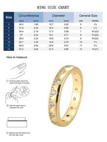 Charm-In 母亲节礼物：金色三角形雕刻立方氧化锆戒指（女士款） - 金色 - 查看 5