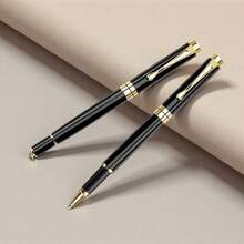 A Luxurious Metallic Black Ballpoint Pen/Heavy-Feel Men's And Women's Executive Pen/High-End Business Gift Pen/Smooth Writing/Business, Office, School And Signature, High-End Corporate Gift Ideas - Black - View 5