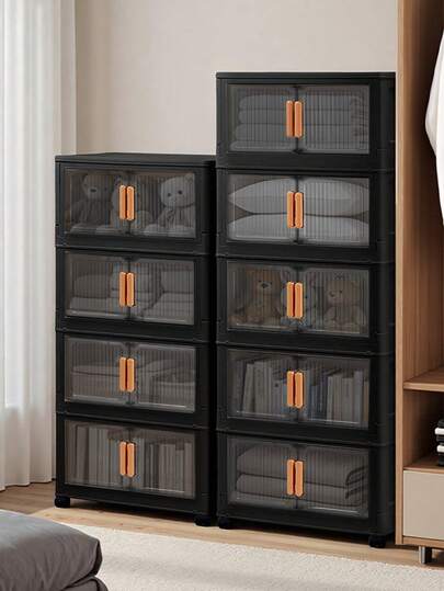 1 pieza Gabinete de almacenamiento de plástico plegable de 15.7-23.6 pulgadas de ancho, organizador de utensilios de cocina y comedor, estantería de almacenamiento de juguetes para la sala de estar, organizador de espacio estrecho, regalo de Navidad, caja de almacenamiento, almacenamiento debajo de la cama