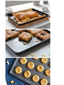 17.5*11.8 Inch Large Metal Baking Sheet, Stainless Steel Non-Stick Cookie Tray, Suitable For Oven Baking And Drying - Black - View 4