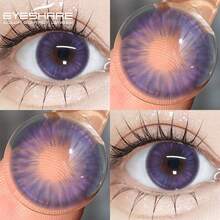 Eyeshare 1副彩色隐形眼镜，适合眼睛，年抛型，自然棕色、灰色、粉色、紫色镜片，软性隐形眼镜 - PROVENCE-PURPLE - 查看 5