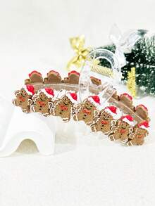 1pc Women's Christmas Gingerbread Backpack With Cute Gingerbread Man & Big Bow Design Hair Clip Winter Hair Accessories Elegant Claw Clip Women Hair Claw Hair Clutch - Gingerbread Man - View 6