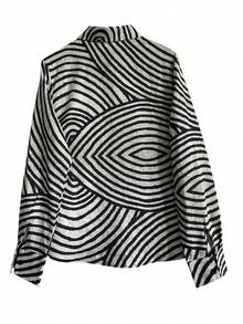 New Fashion Loose Printed Casual Holiday Shirt Women's Button Shirt Top - As Shown - View 3