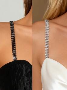 2 件水钻肩带装饰性胸罩肩带，可调节女士新娘内衣配饰，适合狂欢