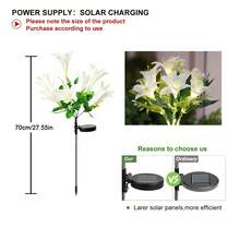 Solar-betriebene 7-Kopf Lilien Lampen Outdoor Garten dekorative Bodenstecker, realistische Lilien-förmige Lampen ideal für Garten, Hof und Terrasse Dekorationen, Festliche Party Arrangements, Hochzeiten, Weihnachten und Neujahr Dekorative Beleuchtung - Warmes Weiß - Übersicht 5