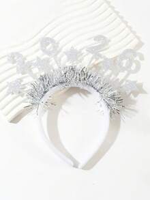 1 Stück 2026 Neujahrshaarband für Mädchen, glitzerndes Haarband in Gold und Silber mit Sternen, Haarreifen für Kleinkinder, Neujahrsfest Party Kopfschmuck, Feiertags-Haarschmuck, Mädchen Haraccessoires