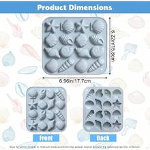 1Pack Seashell Silicone Mold Fondant Candy, Marine Theme Cake Silicone Mold, Seashell Conch Starfish Baking Molds Beach Theme Cake Decoration Chocolate Candy Polymer Clay Making, Blue - 灰色的 - 查看 2