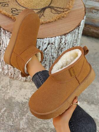 女性用 新作 ショートチューブ 厚底 サーマルライニング スノーブーツ、ファッショナブル、滑り止め&耐久性、暖かく防風、必須の冬用スノーブーツ、ファーブーツ