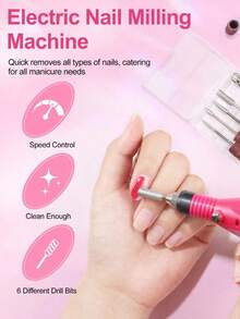Coscelia Amoladora de uñas eléctrica, Mini amoladora de uñas USB con 6 brocas y 6 bandas de lijado, lima de uñas rosa y negra, amoladora de uñas de acrílico y gel, quitacallos, apta para uso doméstico o salón - Multicolor - Ver 3