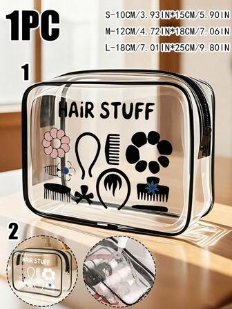 Bolsa de viaje organizadora de alta calidad y gran capacidad de PVC con cierre de cremallera - Estampado de patrones lindos de maquillaje y peine, bolsa de maquillaje y artículos de tocador ligera y resistente a la decoloración para mujeres y niñas, estuche de cosméticos portátil aprobado por la TSA, diseño fácil de limpiar, organizador moderno y estético, material resistente a la decoloración, bolsa de lavado impermeable para viajes, para el baño, bolsa de maquillaje para hombres, múltiples estilos para elegir