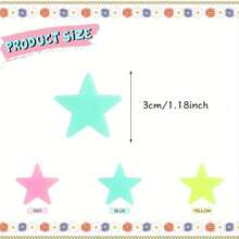 200/100片夜光星星贴纸，树脂闪光贴纸，自粘式，可重复使用，多表面适用，太空主题，光泽亮丽，装饰艺术风格，适用于客厅、卧室墙面和天花板装饰，房间装饰，墙贴，卧室装饰，厨房装饰，家居装饰 - 彩色 - 查看 5