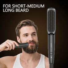 二合一男士胡须及头发直发器，PTC陶瓷加热专业直发梳，快速加热，防烫刷毛，加热胡须梳 - 美規A型插(110-127V) - 查看 2