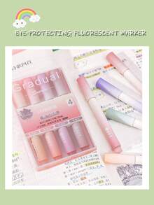 12色渐变护眼斜头荧光荧光笔，学生文具套装，彩色记事笔，高品质标记笔