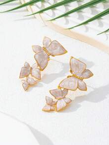 1 Pair Ethereal Versatile Butterfly Earrings, Palace Style Stud Earrings, High-End Elegant Hollow Ear Dangles, Gift For Best Friend - Earring - View 2