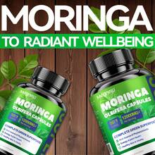 MEGNETA Moringa Capsules - 12000mg Pure Moringa Powder, Rich In Antioxidant, Energy, Light Beige Health, Gut Health, Immune, 60 Capsules - Ba chai - Lựa chọn tốt nhất - Xem 4