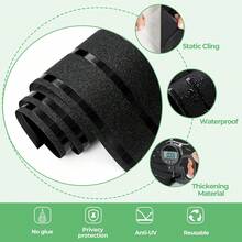 1卷黑色玻璃膜，100%遮光静电吸附窗膜，防紫外线，保护隐私，可拆卸塑料玻璃膜，适用于家庭和办公室，尺寸：17.72英寸*39.37英寸/17.72英寸*118.11英寸 - 黑色 - 查看 12