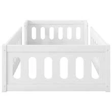 Wooden Platform Bed 90x200 With Guardrail, White - White + Solid Wood + MDF - View 2