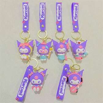 Sanrio 1pc Cartoon Kuromi Series Keychain Pendant, Suitable As Gift For Friends And Girlfriends, Portable Accessory For Daily Use