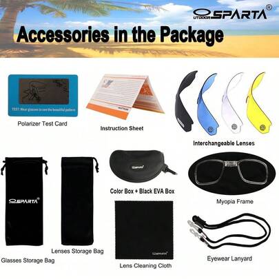 SPARTA Polarized Sports Sunglasses Cycling Glasses With 5 Interchangeable Lenses Driving Shades For Men &Amp; Women TR...