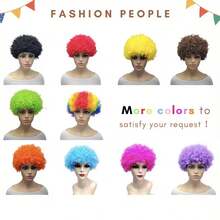 Jumbo Kinky Curly Wigs For S - Multicolor Party Costume Hair (Pink, Blue, Yellow, Green, Purple, Orange, Red) - Elastic Net, Unisex Wig For &, Carnivals, Themed Events - Bulk Price Available - Multicolor - View 3