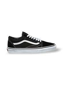 Vans Old Skool 系列男女通用休闲运动鞋，舒适轻便，缓震透气，速干，弹性好，防滑，纯色设计，易于搭配，适合健身、日常通勤、购物、旅行、街头穿搭、学校、办公室、下班后休闲等场合，常规版型，黑色 VD3HY28 - 黑色 - 查看 3
