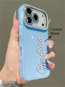[Customized] Personalized Customized Letters Name Luxury Bling Glitter Rhinestone Pattern Phone Case Compatible With IPhone 17 Pro Max 17 16 15 14 13 12 Pro Max 14 15 16 Plus Shockproof Protective Cover