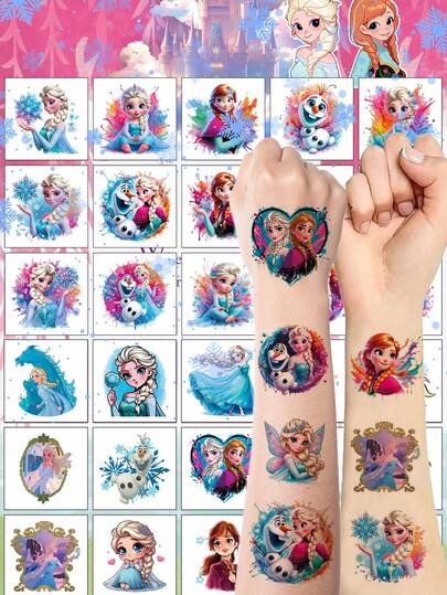 20 pezzi/set Principessa Elsa di Disney Frozen, adesivi temporanei impermeabili, kawaii, migliori amici, Ryder, decorazione per feste di compleanno, cosplay e uso quotidiano, tatuaggi