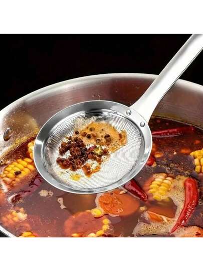 Łyżka do zbierania tłuszczu ze stali nierdzewnej 3/1 szt. – sitko o drobnych oczkach 200 μm z ergonomicznym uchwytem, skuteczne narzędzie do usuwania oleju/tłuszczu i resztek jedzenia. Praktyczne, oszczędzające miejsce akcesorium kuchenne, niezbędne narzędzie kuchenne dla domowych szefów kuchni i entuzjastów gotowania.
