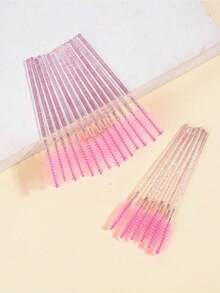 200/100/50/10pcs Mascara Wands, Nylon Bristle Eyelash Brushes, Fragrance-Free Eyebrow Extender (With ABS Plastic Handle), Suitable For Normal Skin - Pink And Black Brush Head Set - Multicolor - View 1