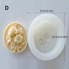 4 estilos de moldes de silicona ovalados con flores, duraderos y de fácil desmoldeo, moldes de velas con flores en relieve para velas/yeso/arte de resina - Decoración del hogar DIY, suministros para manualidades hechas a mano - Blanco - Ver 5