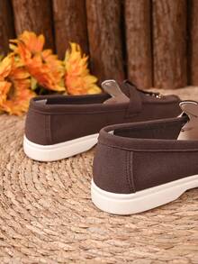 Women's Black & White Two-Tone Tassel Loafers - Comfortable Slip-On Flats, Stylish Casual Commute Shoes - Brown - View 8