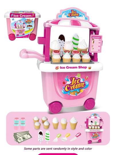 1pc Mini Children's Ice Cream Toy Car Playset, Pretend Play Toy, Suitable For 3-12 Years Old Kids, Children's Kitchen Toys, Christmas/Birthday Gift For Boys And Girls