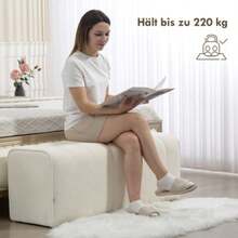 Homcom Modern Bedroom Bench, Upholstered Bench With Wooden Frame, Load Capacity Up To 220 Kg, Footrest - White - View 6